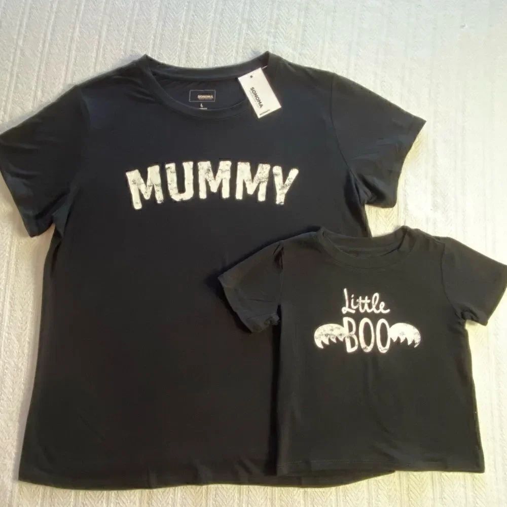 SONOMA Mommy & Me Graphic Maternity Top - Mummy (Large) and Little Boo 3T